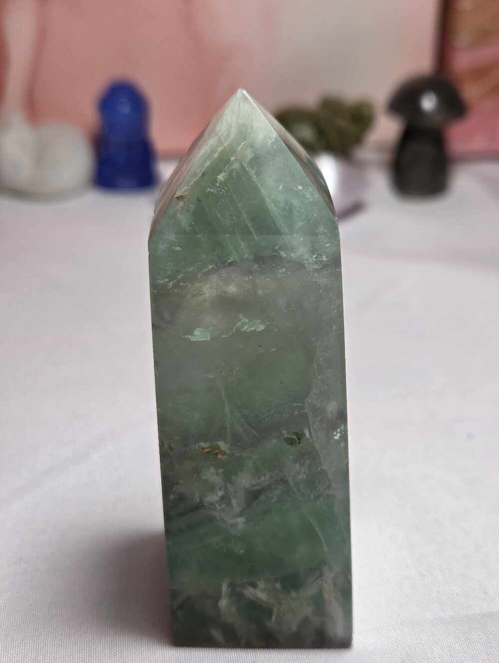 New Green Fluorite Tower Point 160 Grams 3.3" Tall